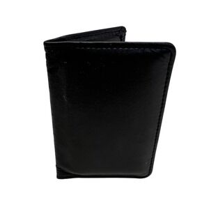 Samsill Business Card Holder Mens OS Black Genuine Leather Bifold Slim Case